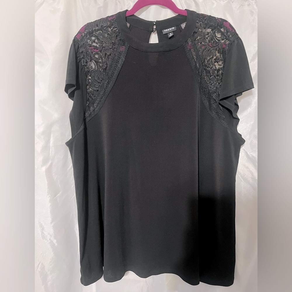 Torrid Black Blouse with Lace Size 3